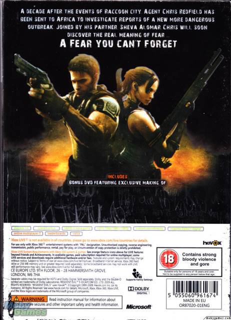 Resident Evil 5 (Collector’s Edition Steelbook) - Microsoft Xbox 360 (Capcom - 4) video game collectible [Barcode 5055060961698] - Main Image 2