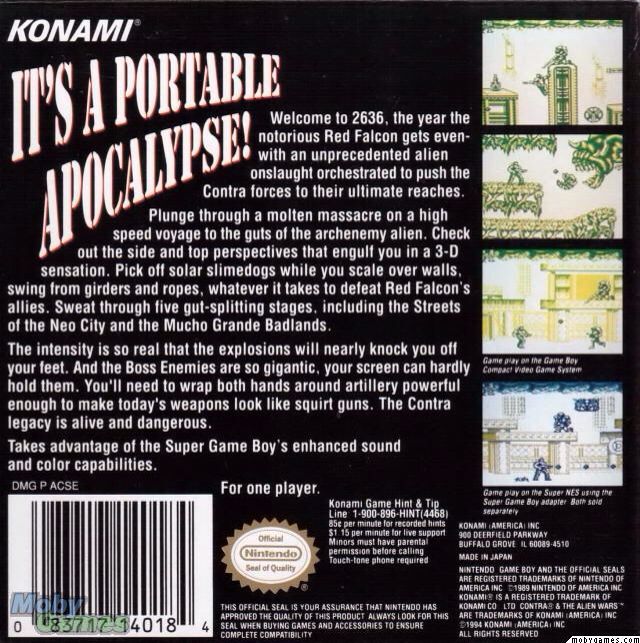 Contra: The Alien Wars - Nintendo Game Boy (Konami) video game collectible - Main Image 2