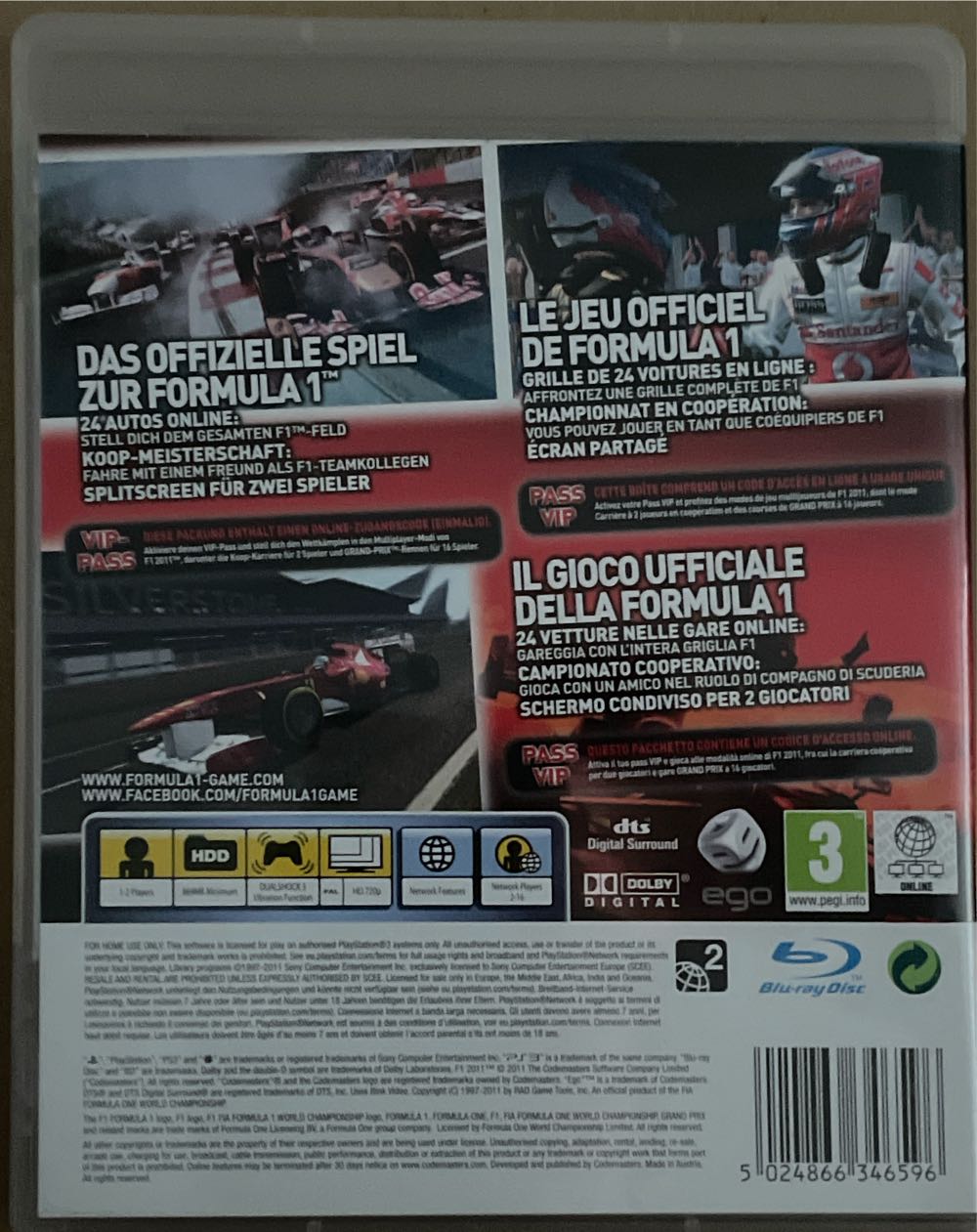 F1 2011 - Sony PlayStation 3 (PS3) video game collectible [Barcode 5024866346596] - Main Image 2