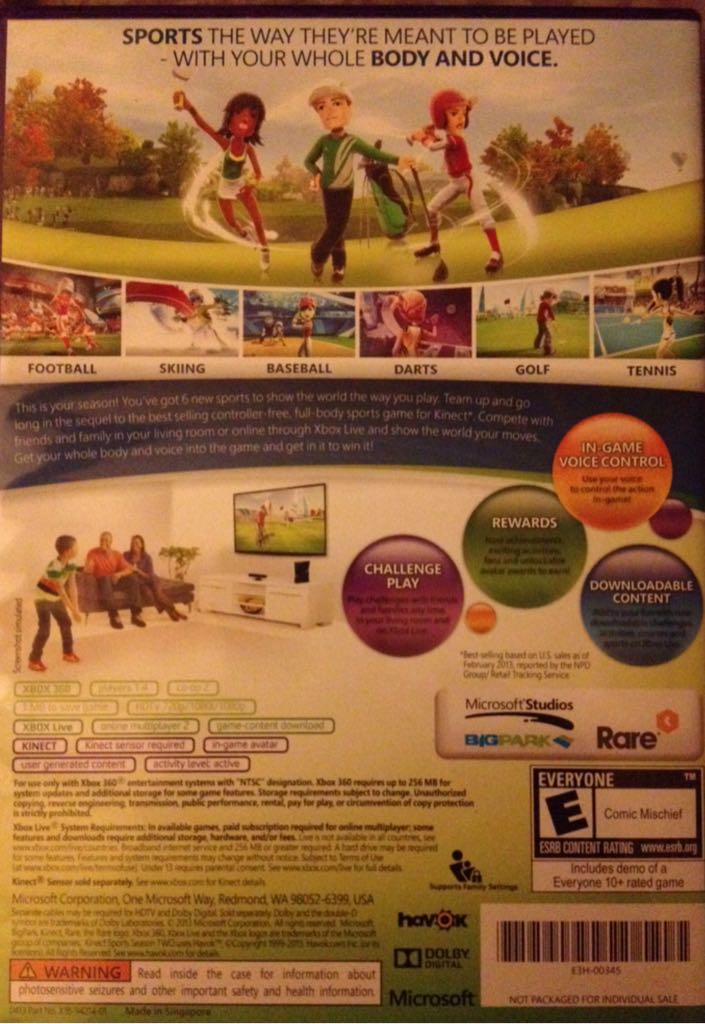 Kinect Sports Season 2 - Microsoft Xbox 360 (Havok) video game collectible - Main Image 2