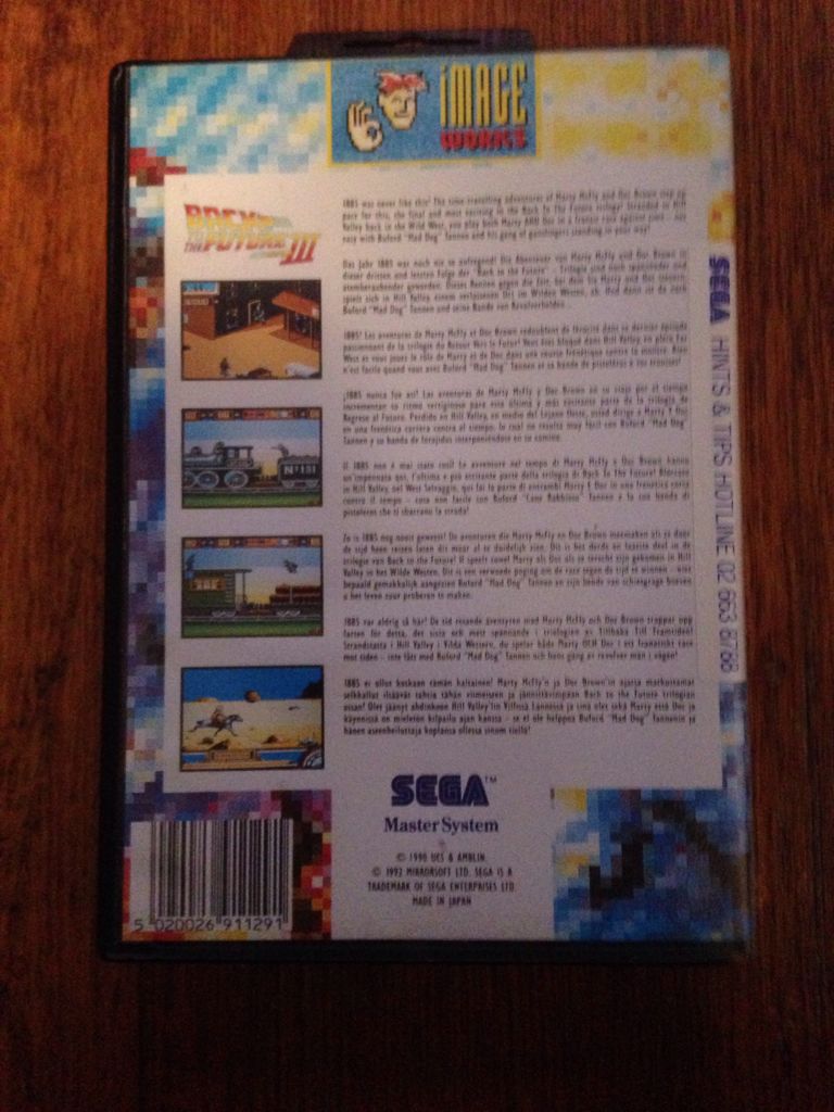 Back To The Future Part III - Sega Master System (Image Works - 1) video game collectible [Barcode 5020026911291] - Main Image 2