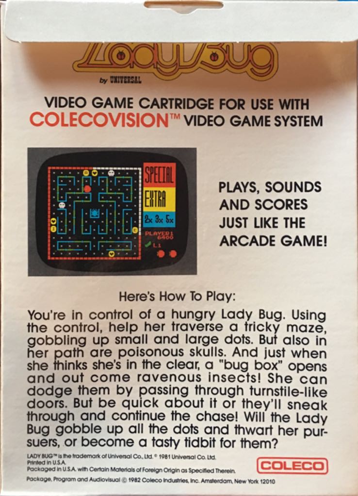 Ladybug - Colecovision (1) video game collectible - Main Image 2