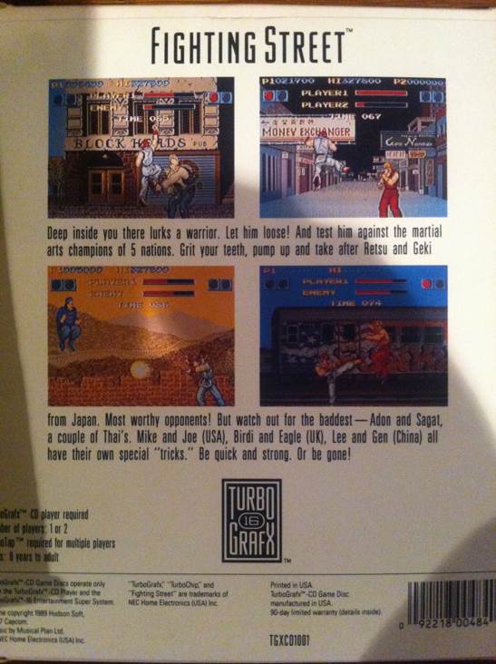 Fighting Street - NEC TurboGrafx CD (NEC - 2) video game collectible [Barcode 092218004840] - Main Image 2