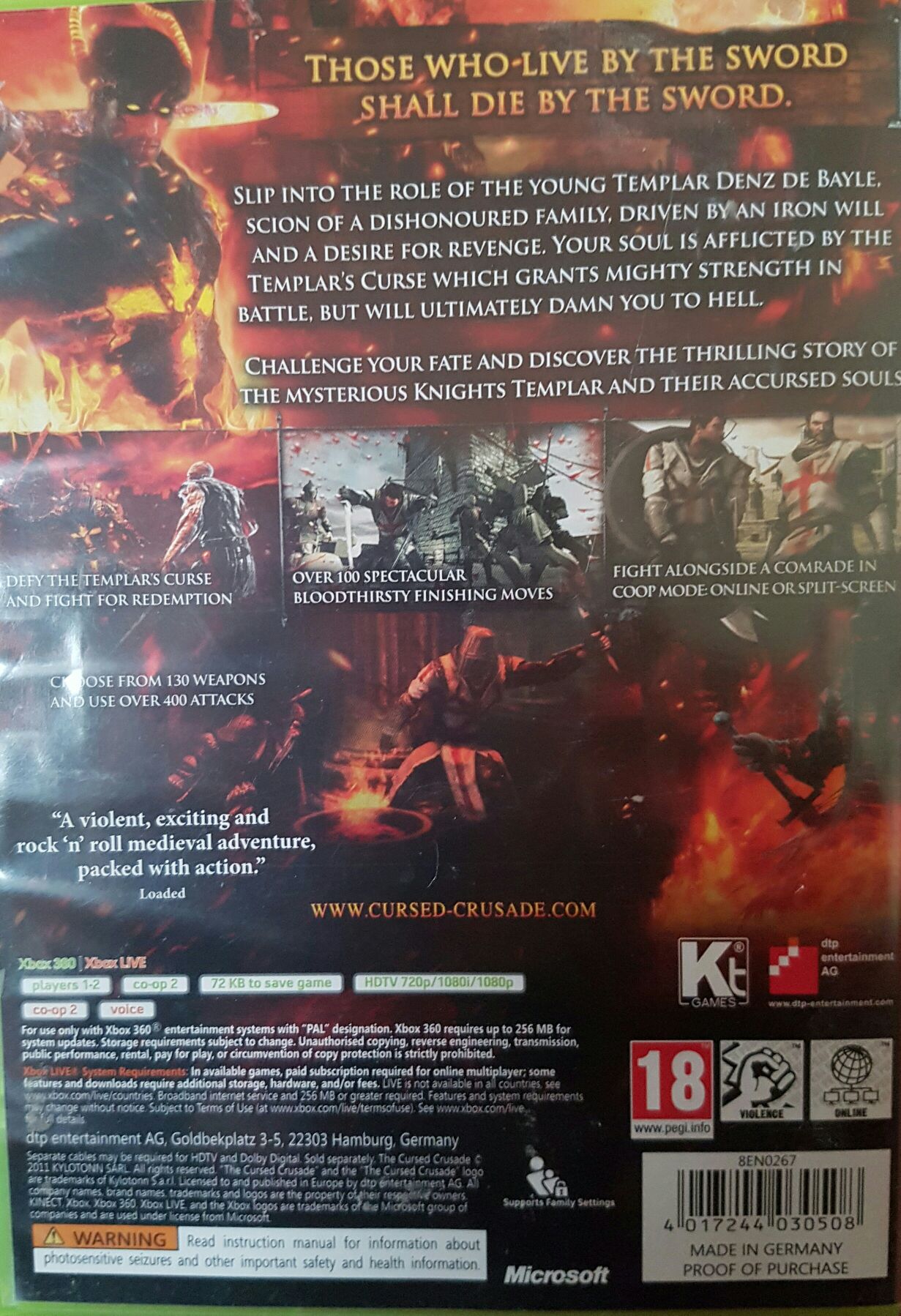 The Cursed Crusade - Microsoft Xbox 360 (Kt Games - 1-2) video game collectible [Barcode 4017244030508] - Main Image 2