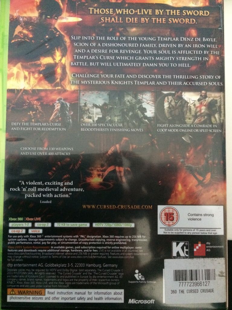 The Cursed Crusade - Microsoft Xbox 360 video game collectible [Barcode 777723966127] - Main Image 2