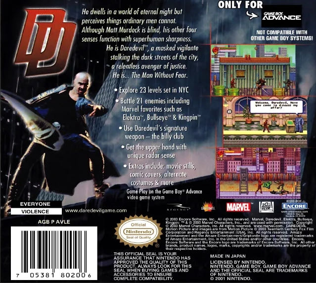 Dare Devil (2003 Movie) - Nintendo Game Boy Advance (GBA) (Encore Games - 1) video game collectible - Main Image 2