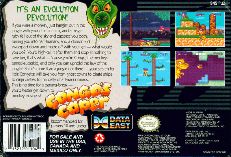 Congo’s Caper - Nintendo Super Nintendo Entertainment System (SNES) (Data East - 2) video game collectible - Main Image 2