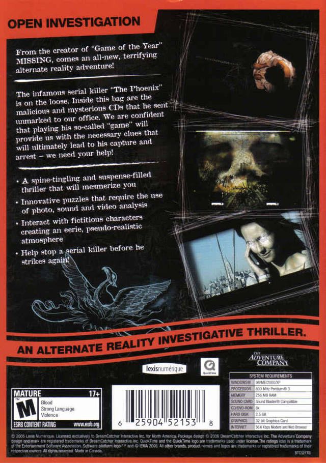 Evidence: The Last Ritual - PC (The Adventure Company - 1) video game collectible [Barcode 625904521538] - Main Image 2