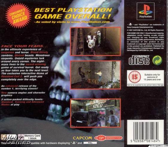 Resident Evil Director’s Cut - Sony PlayStation (Virgin Interactive - 1) video game collectible [Barcode 5028587081491] - Main Image 2
