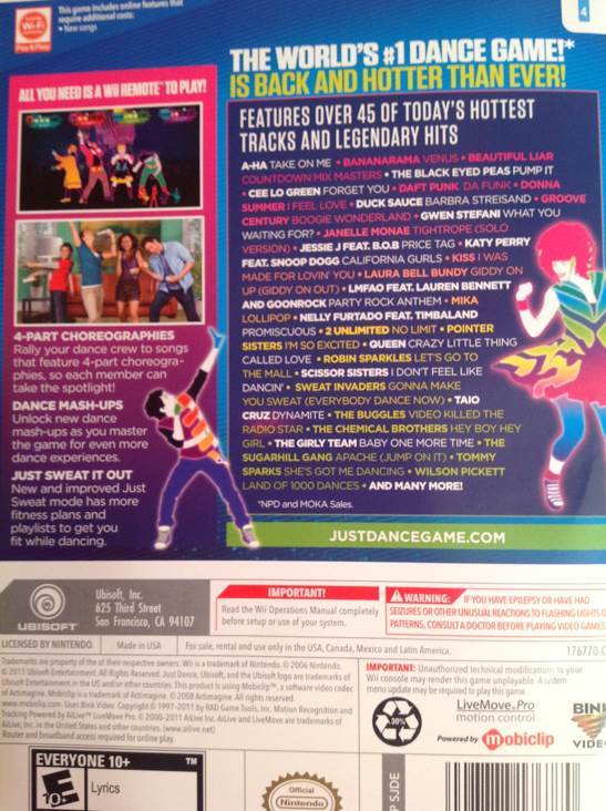 Just Dance 3 - Nintendo Wii (Ubisoft - 4) video game collectible [Barcode 008888176770] - Main Image 2