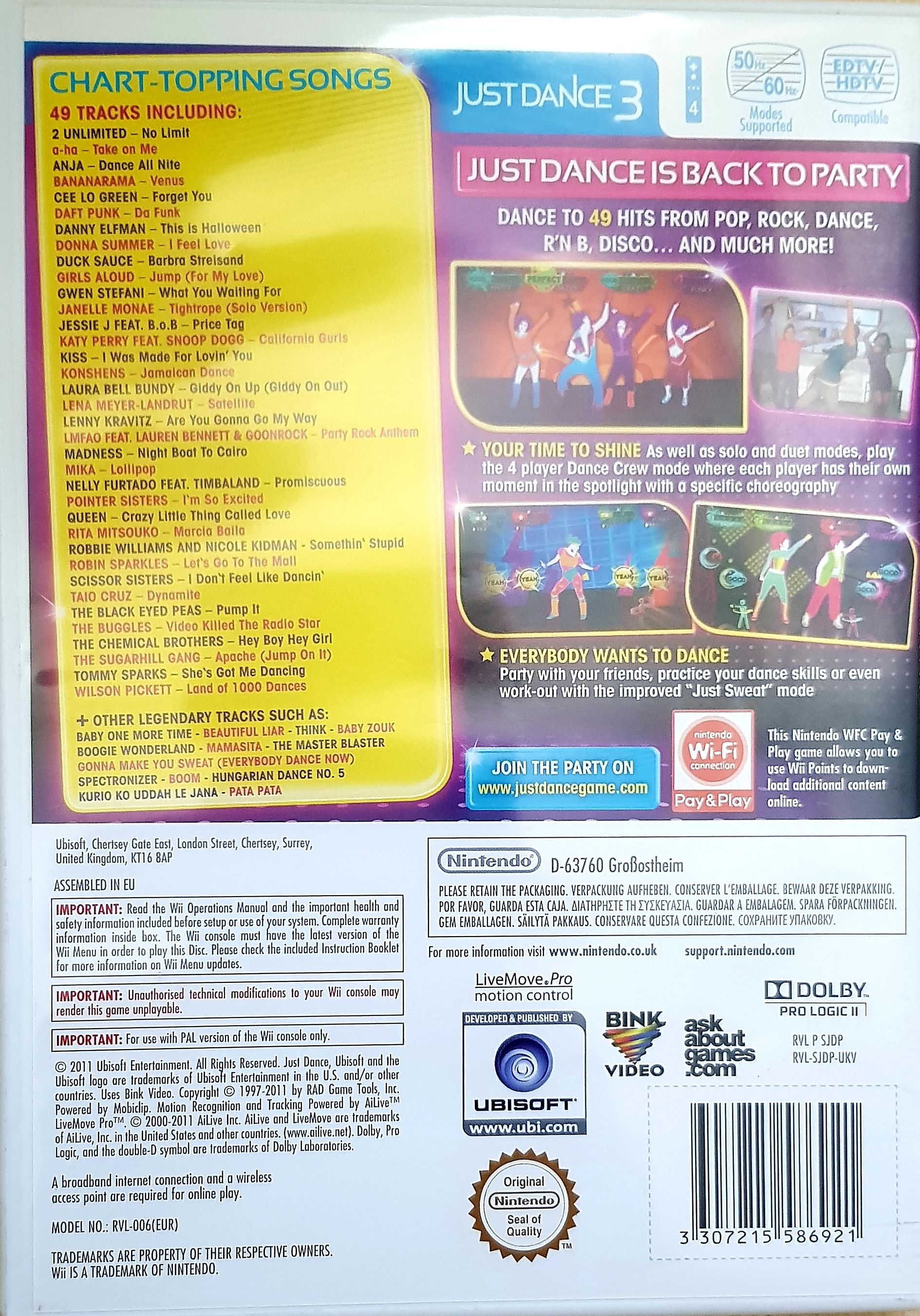 Just Dance 3 - Nintendo Wii (Ubisoft) video game collectible [Barcode 3307215586921] - Main Image 2