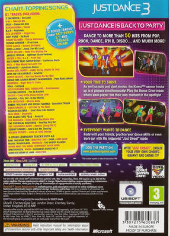 Just Dance 3 - Microsoft Xbox 360 (Ubisoft - 1-4) video game collectible [Barcode 3307215591093] - Main Image 2