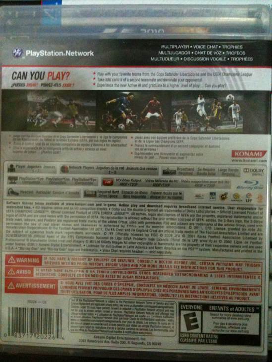 PES 2012 - Sony PlayStation 3 (PS3) (Konami - 1) video game collectible [Barcode 083717202264] - Main Image 2