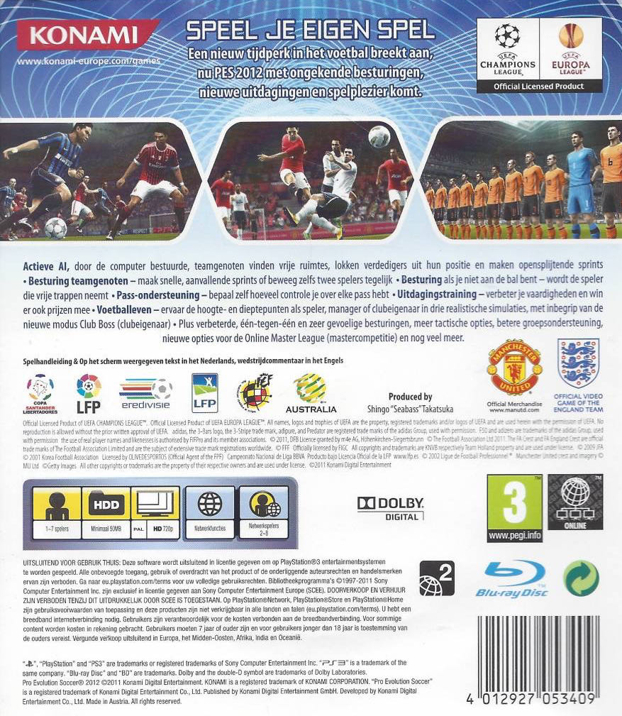 PES 2012 (Pro Evolution Soccer) - Sony PlayStation 3 (PS3) (Konami Digital Entertainment - 1-7) video game collectible [Barcode 4012927053409] - Main Image 2