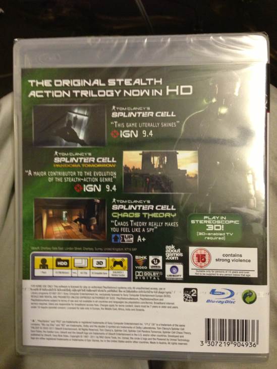 Splinter Cell 1-3 Trilogy Classics HD - Sony PlayStation 3 (PS3) (Sony Computer Entertainment - 1) video game collectible [Barcode 3307219904936] - Main Image 2