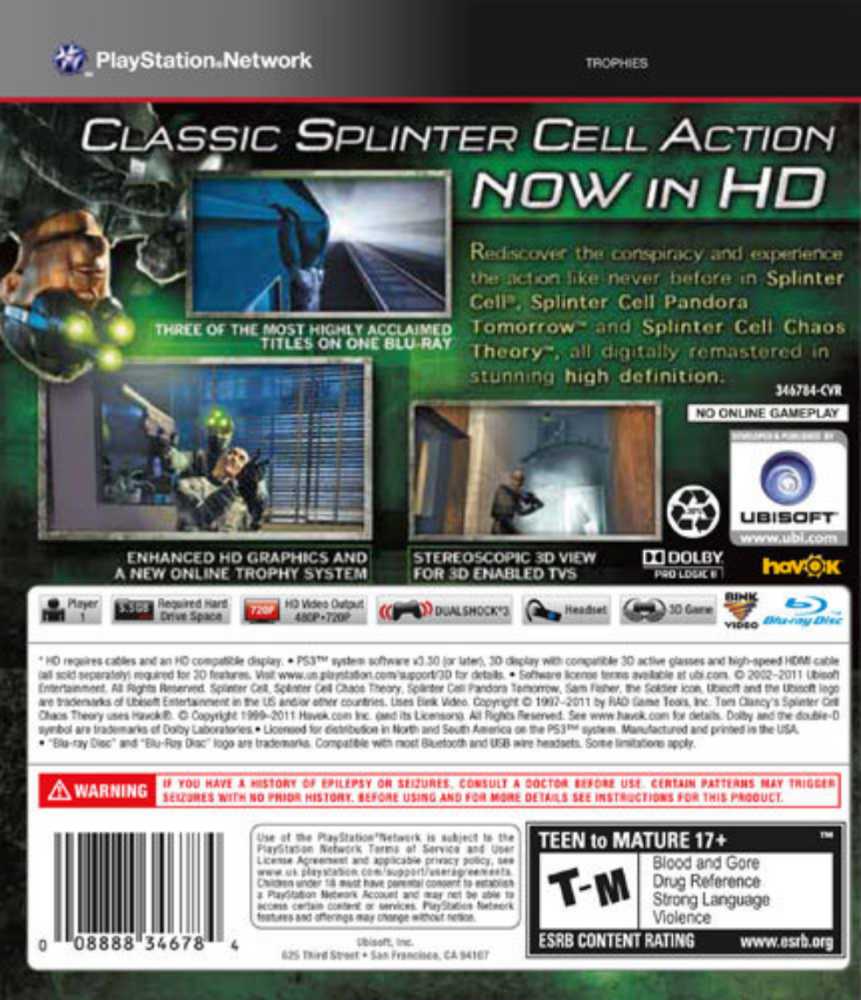 Tom Clancy’s - Splinter Cell Trilogy (!!!) - Sony PlayStation 3 (PS3) (Ubisoft - 1) video game collectible - Main Image 2