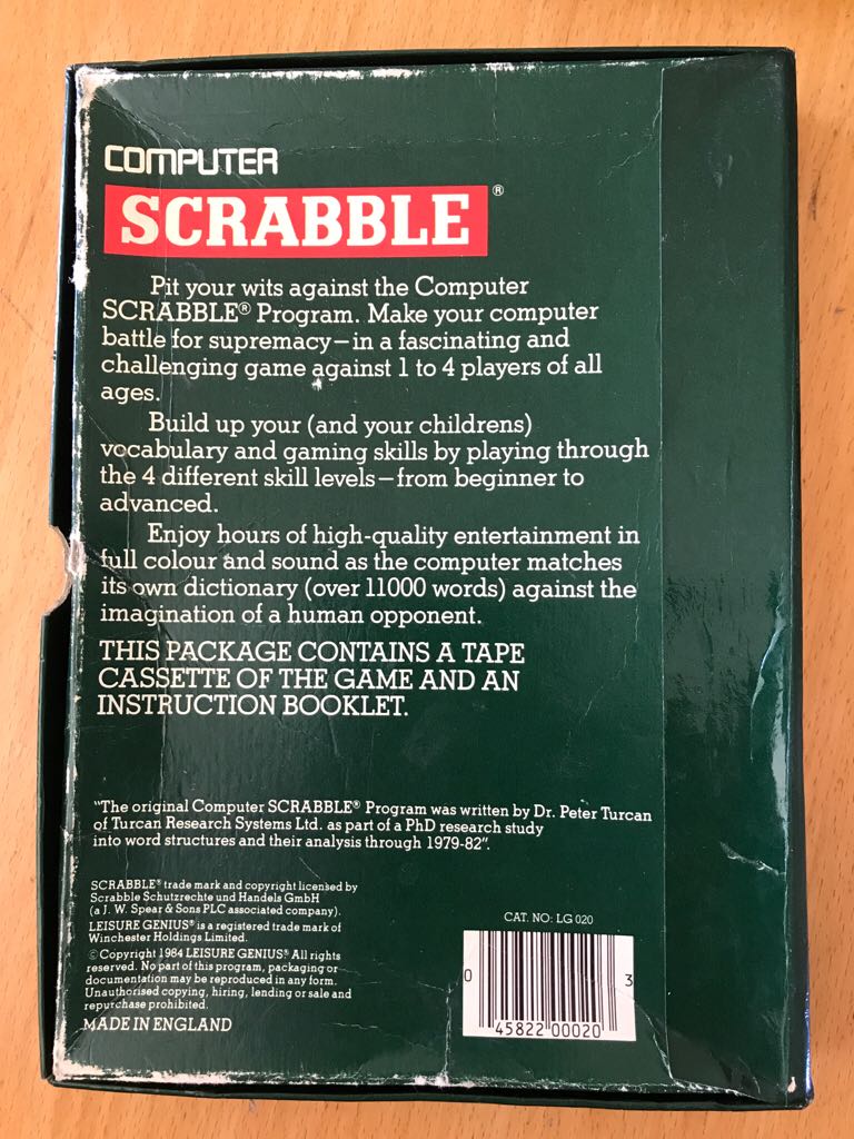 Computer Scrabble - Commodore 64 video game collectible [Barcode 045822000203] - Main Image 2