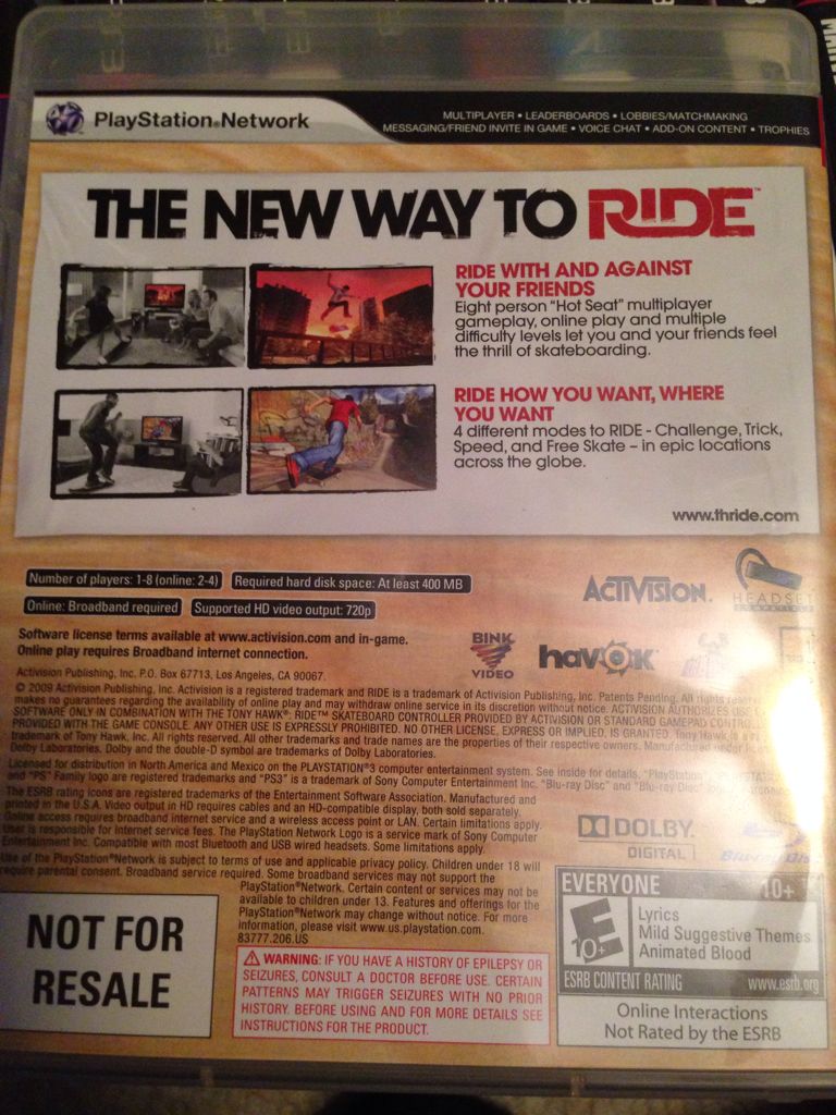 Tony Hawk Ride W/ Board - Sony PlayStation 3 (PS3) (Actvision - 8) video game collectible - Main Image 2