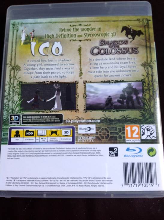 ICO & Shadow of the Colossus Classics HD - Sony PlayStation 3 (PS3) (SCEE - 1) video game collectible [Barcode 711719135197] - Main Image 2