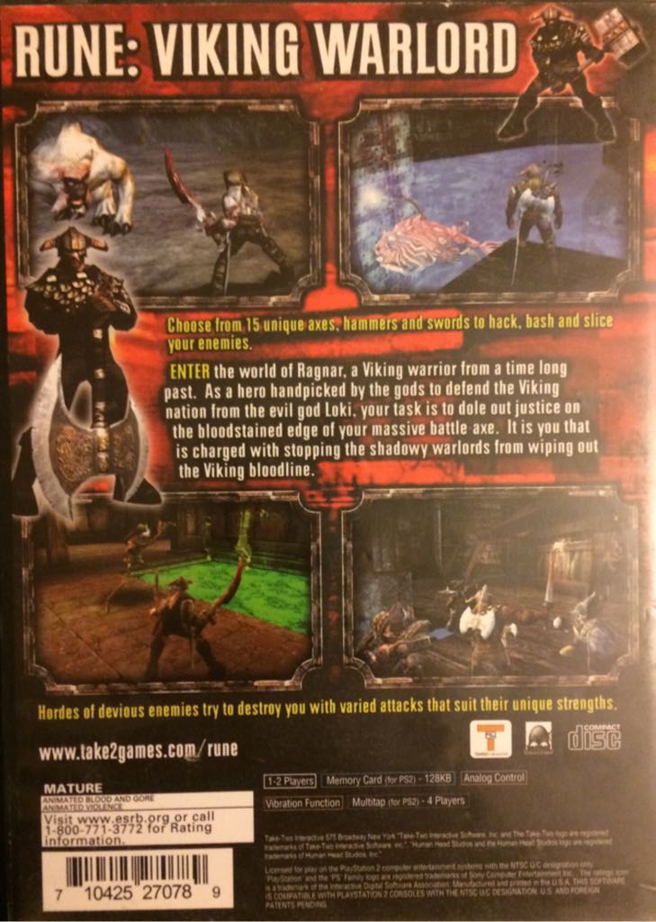 Rune: Viking Warlord - Sony PlayStation 2 (PS2) (Take 2 Interactive - 2) video game collectible [Barcode 710425270789] - Main Image 2