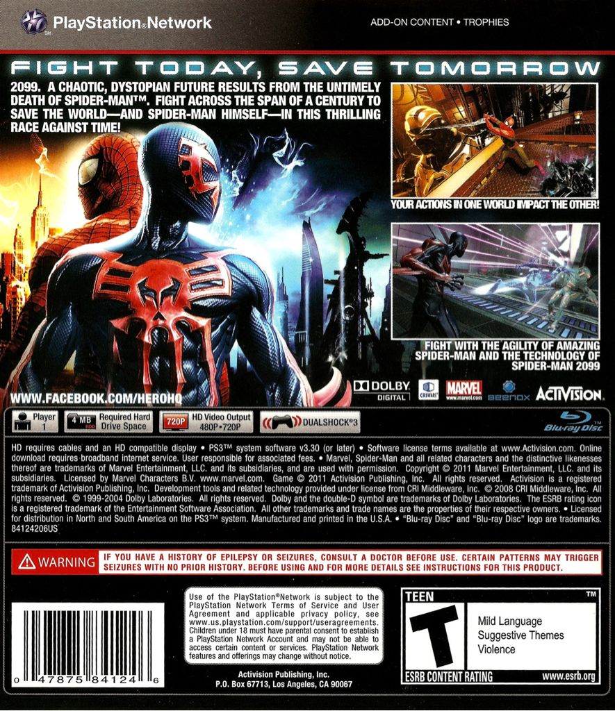 Spider-man: Edge Of Time - Sony PlayStation 3 (PS3) (Activision - 1) video game collectible [Barcode 5030917099915] - Main Image 2