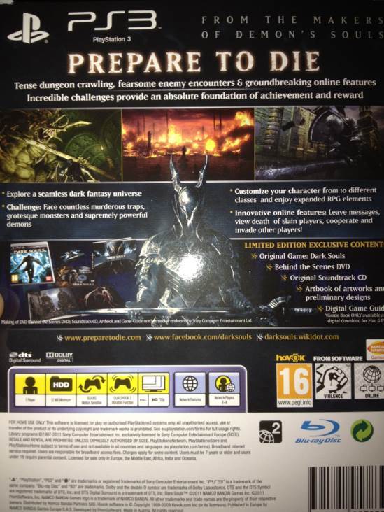 Dark Souls - Limited Edition - Sony PlayStation 3 (PS3) (Namco Bandai - 4) video game collectible [Barcode 3391891957830] - Main Image 2