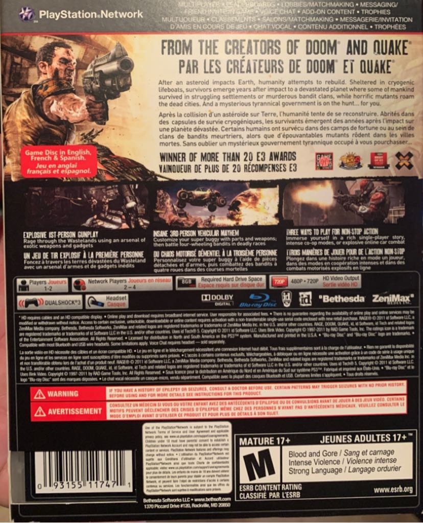 Rage - Anarchy Edition - Sony PlayStation 3 (PS3) (Bethedesa) video game collectible [Barcode 0093155143043] - Main Image 2