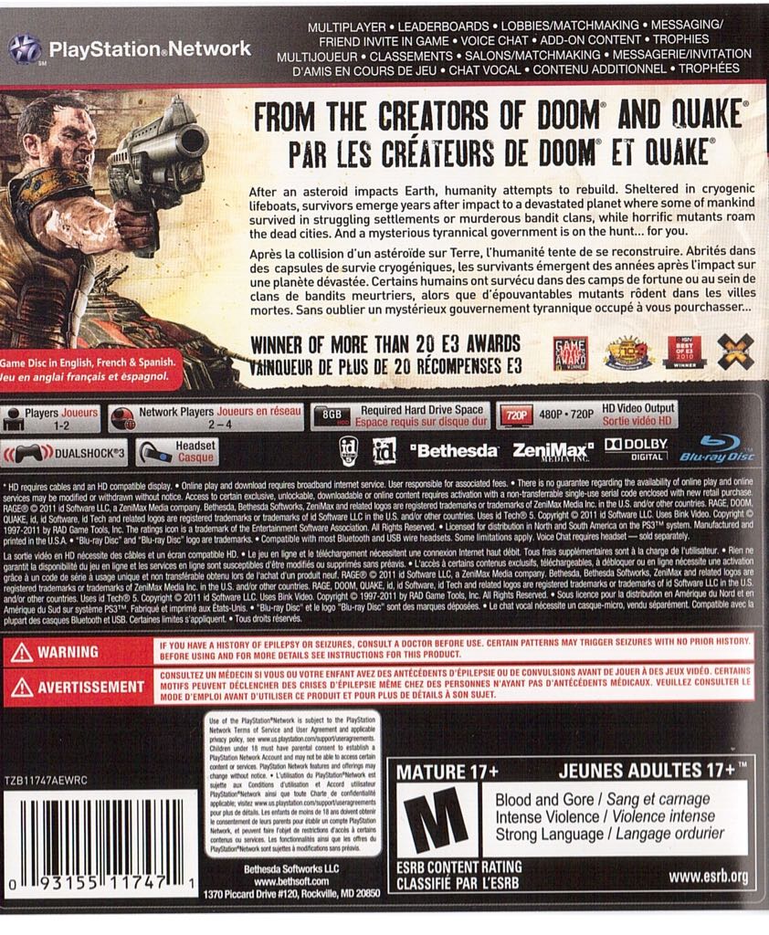 Rage - Anarchy Edition - Sony PlayStation 3 (PS3) (Bethesda Softworks - 2) video game collectible [Barcode 093155143029] - Main Image 2