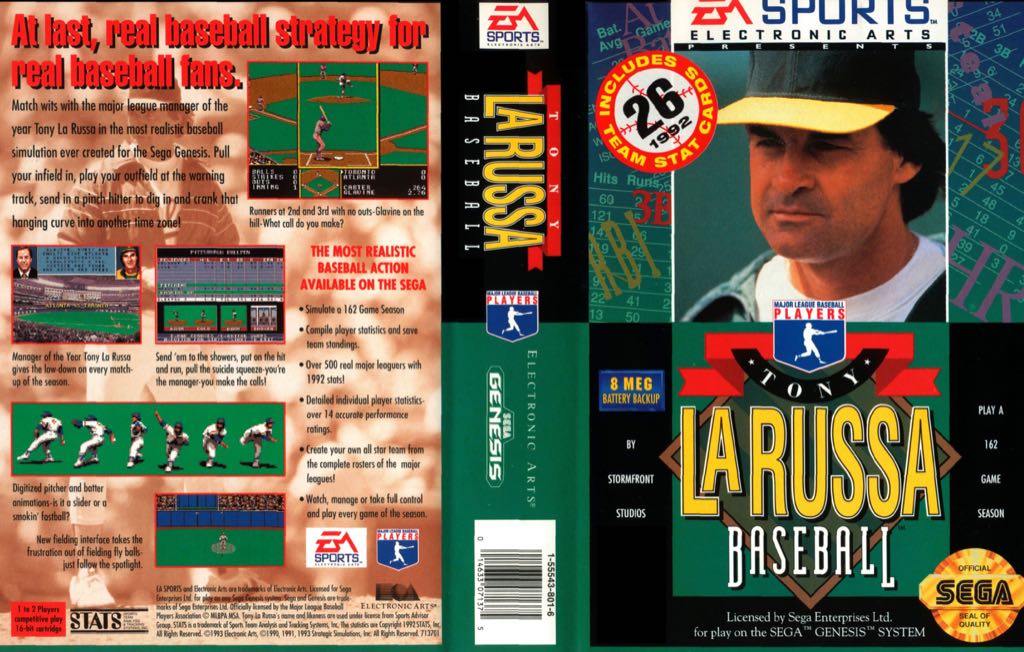 Tony LaRussa Baseball - Sega Genesis (Mega Drive) video game collectible - Main Image 2