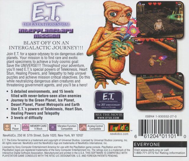 E.T. the Extra-Terrestrial: Interplanetary Mission - Sony PlayStation (New Kid Co - 1) video game collectible [Barcode 661204011010] - Main Image 2
