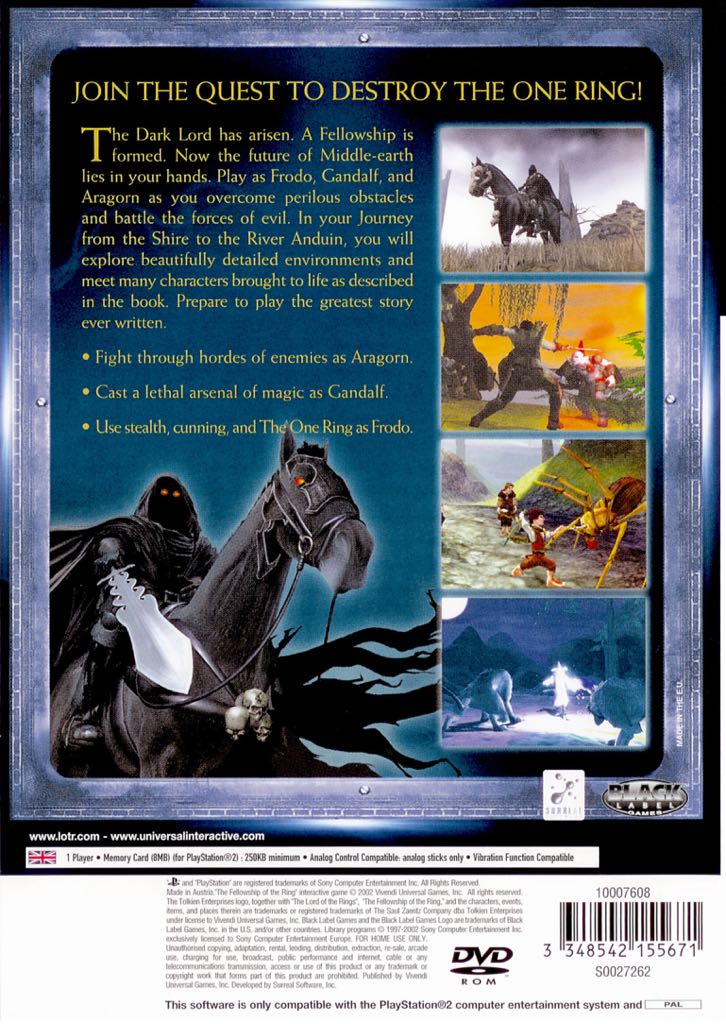 Le Seigneur Des Anneaux : La Communautés De L’anneau - Sony PlayStation 2 (PS2) (Black Label Games - 1) video game collectible [Barcode 3348542155688] - Main Image 2