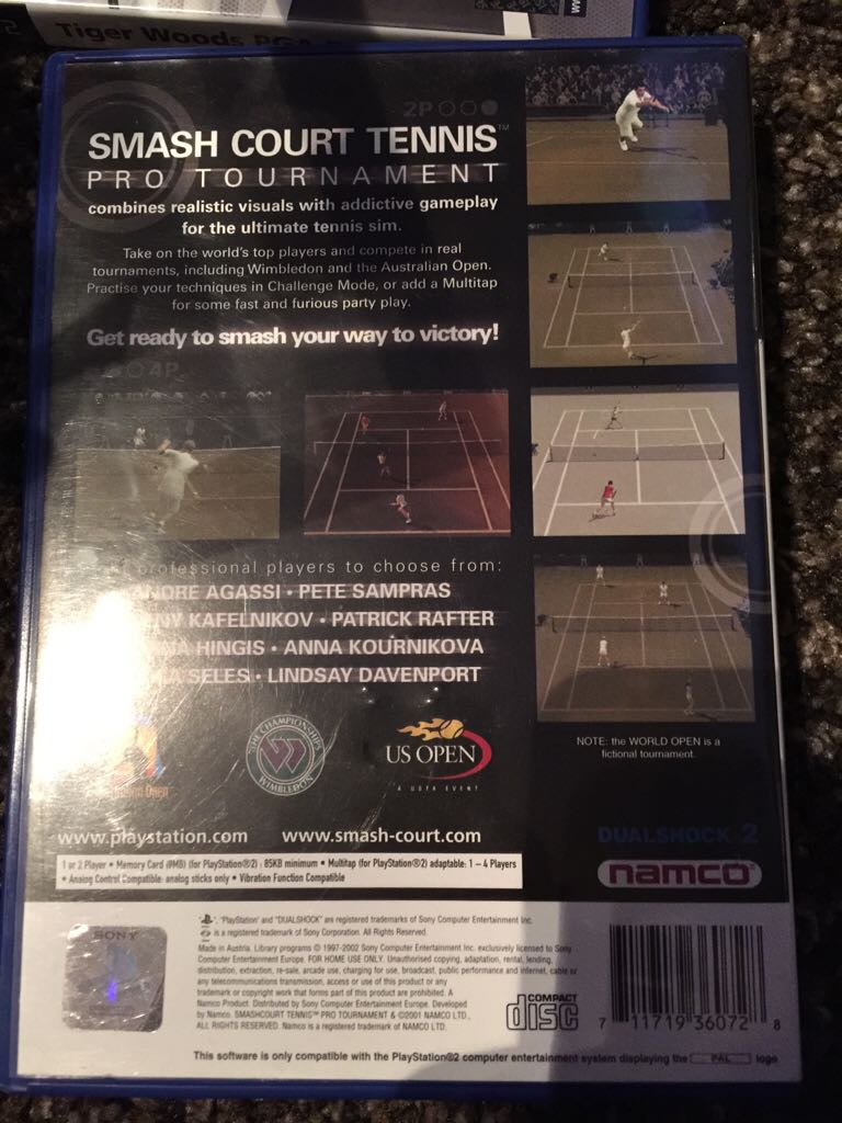 Smash Court Tennis Pro Tournament - Sony PlayStation 2 (PS2) (Bandai Namco Games - 1-2) video game collectible [Barcode 711719360728] - Main Image 2
