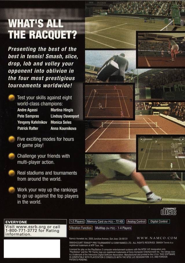 Smash Court Tennis Pro Tournament - Sony PlayStation 2 (PS2) (Namco - 1-2) video game collectible [Barcode 722674021326] - Main Image 2