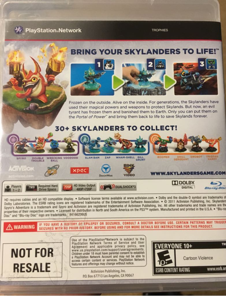 Skylanders Spyro’s Adventure - Sony PlayStation 3 (PS3) (Activision - 1-2) video game collectible [Barcode 5030917097911] - Main Image 2