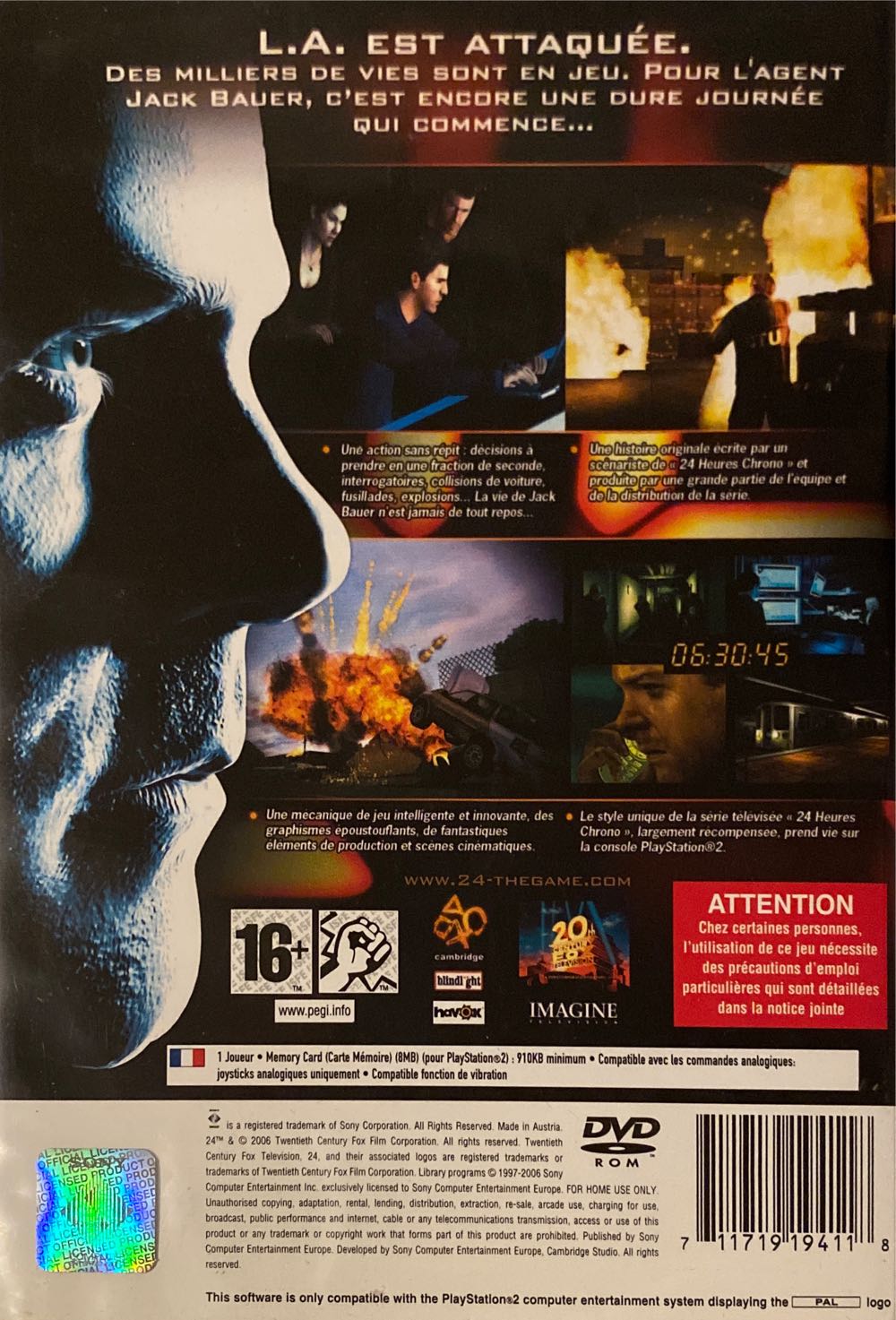 24 Heures Chrono: Le Jeu - Sony PlayStation 2 (PS2) (Sony Computer Enterntainment - 1) video game collectible [Barcode 711719194118] - Main Image 2