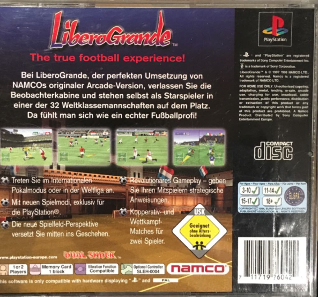 Libero Grande International - Sony PlayStation (Namco - 1) video game collectible [Barcode 711719760429] - Main Image 2