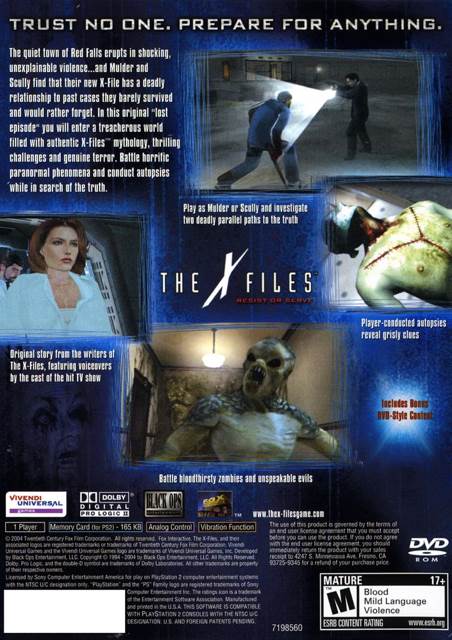 The X-Files: Resist Or Serve - Sony PlayStation 2 (PS2) (Vivendi Universal - 1) video game collectible [Barcode 3348542178243] - Main Image 2