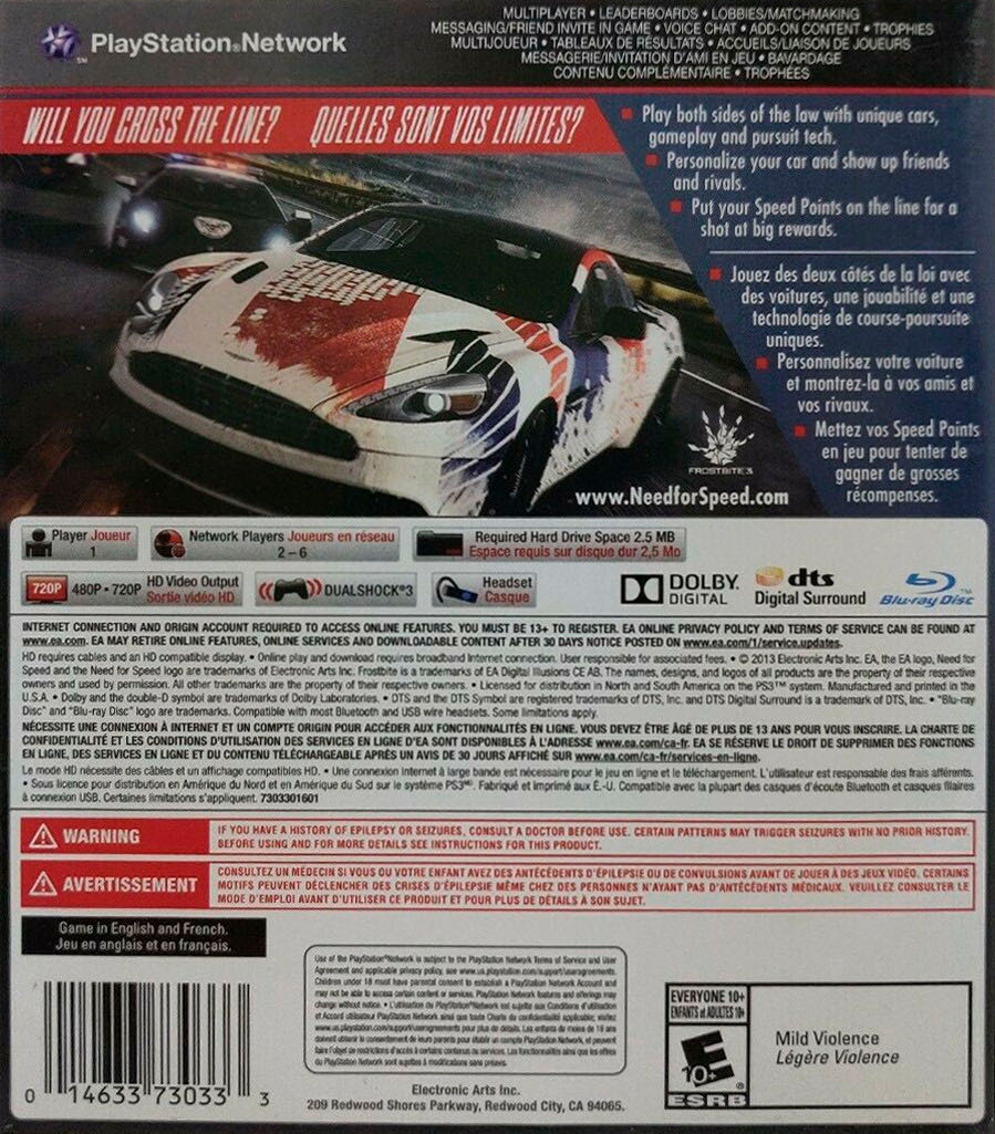 Need For Speed: Rivals - Sony PlayStation 3 (PS3) (EA Games - 1) video game collectible [Barcode 014633367331] - Main Image 2