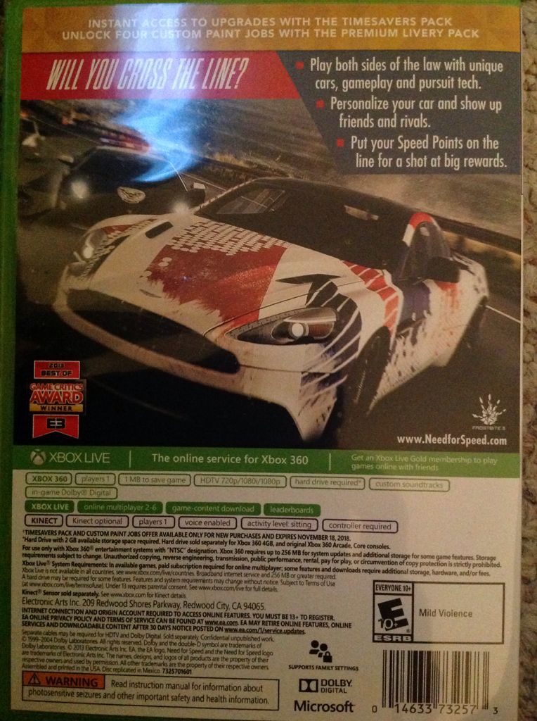 Need For Speed Rivals - Microsoft Xbox 360 ((EA) Electronic Arts - 1) video game collectible [Barcode 014633732573] - Main Image 2