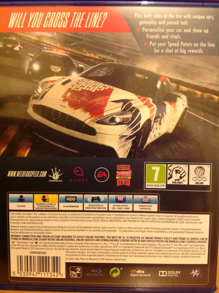 Need For Speed Rivals - Sony PlayStation 4 (PS4) (Electronic Arts - 1) video game collectible [Barcode 5030947111342] - Main Image 2