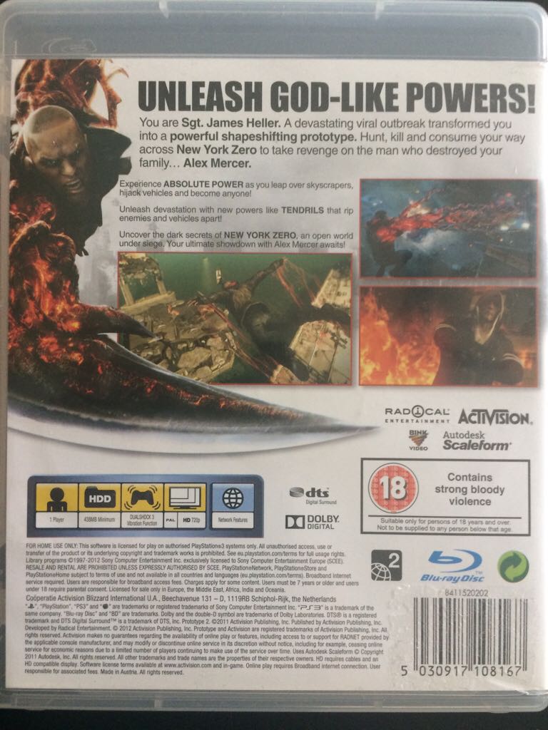 Prototype 2 - Sony PlayStation 3 (PS3) (Activision - 1) video game collectible [Barcode 5030917108167] - Main Image 2