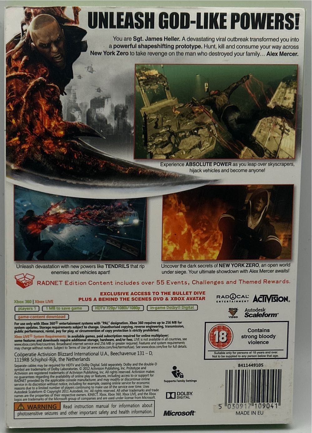 Prototype 2 (Slip Cover) - Microsoft Xbox 360 video game collectible [Barcode 5030917109041] - Main Image 2
