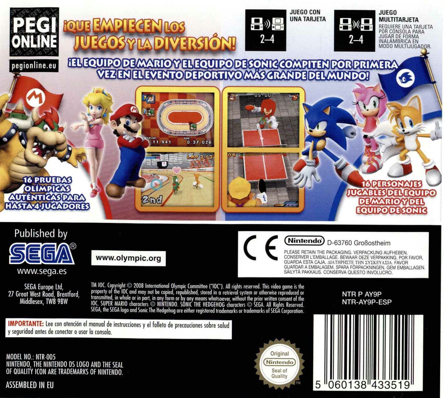 Mario & Sonic en los Juegos Olímpicos - Nintendo DS (Sega - 1-4) video game collectible [Barcode 5060138433519] - Main Image 2