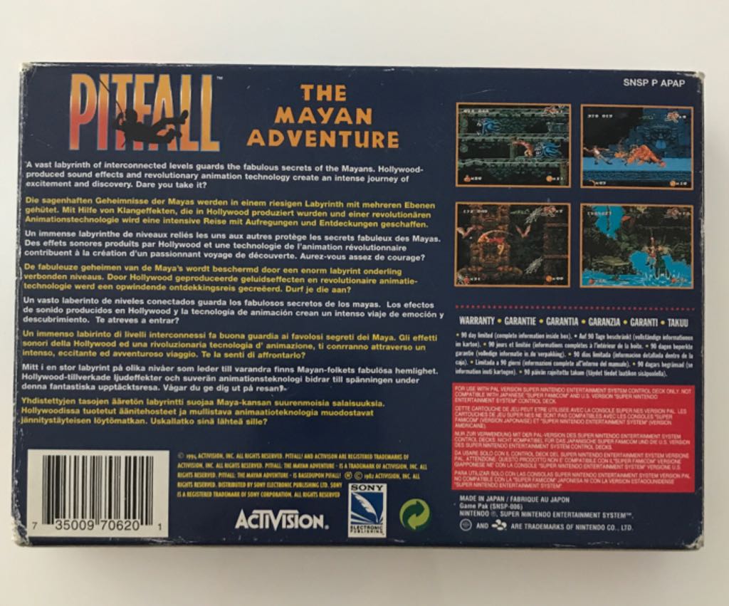 Pitfall The Mayan Adventure - Nintendo Super Nintendo Entertainment System (SNES) (Activison) video game collectible - Main Image 2