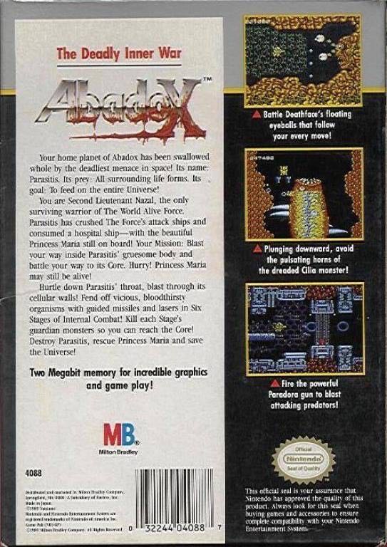 Abadox: The Deadly Inner War - Nintendo Entertainment System (NES) video game collectible - Main Image 2