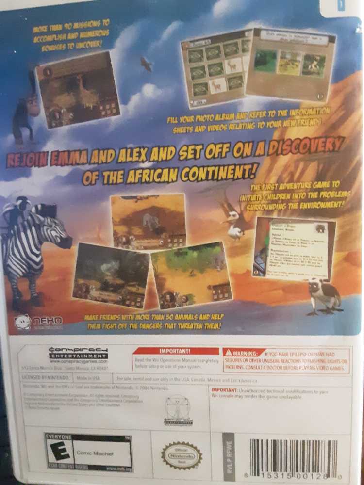 Safari Adventures Africa - Nintendo Wii (Conspiracy Entertainment - 1) video game collectible [Barcode 815315001280] - Main Image 2
