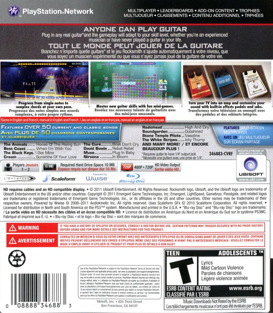 Rocksmith - Sony PlayStation 3 (PS3) (Ubisoft - 1-2) video game collectible [Barcode 008282346823] - Main Image 2