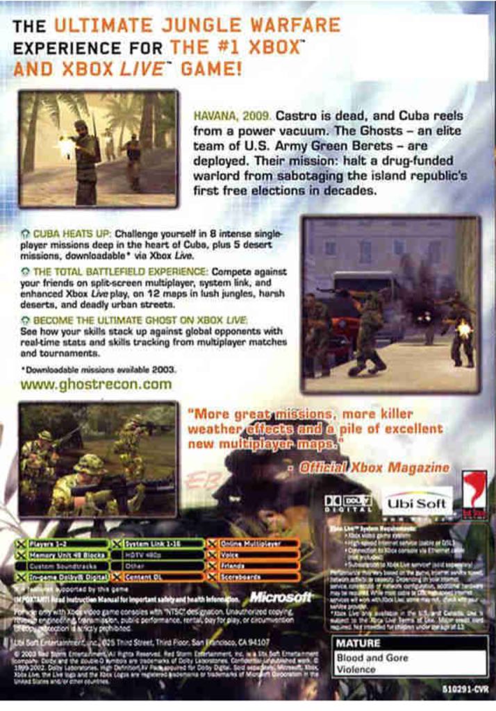 Tom Clancy’s Ghost Recon: Island Thunder - Microsoft Xbox (Ubisoft - 1-4) video game collectible [Barcode 3307210151780] - Main Image 2