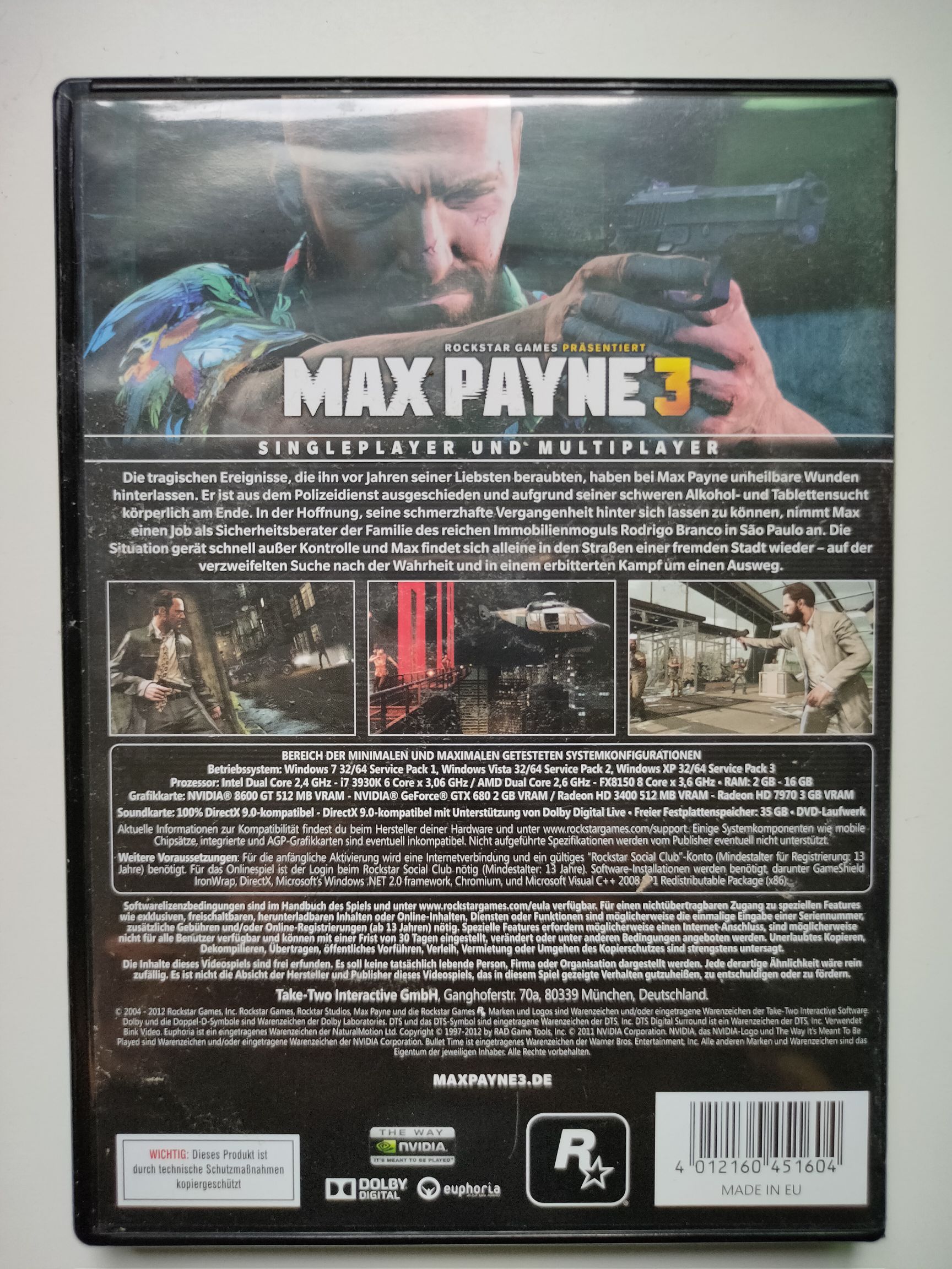 Max Payne 3 - PC video game collectible [Barcode 4012160451604] - Main Image 2