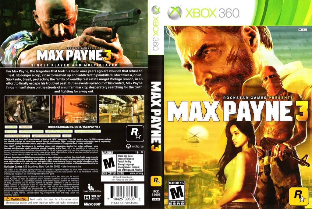 Max Payne 3 - Microsoft Xbox Live (2K Boston/2K - 1) video game collectible [Barcode 5026511247920] - Main Image 2